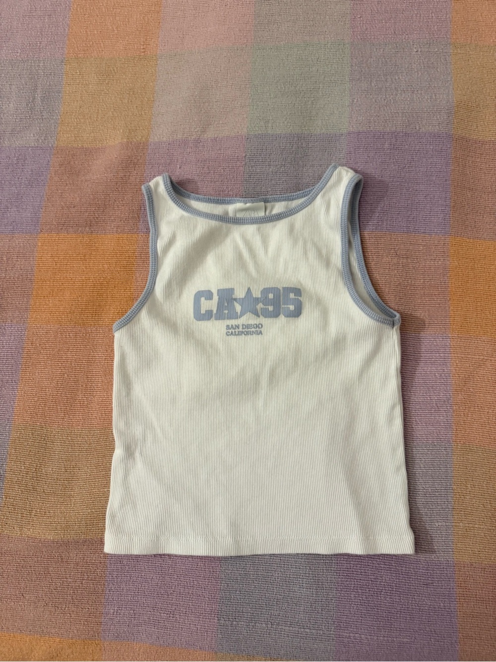 Zara Kids CA 95 Blue-Trim White Tank Top 11-12 years